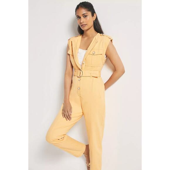 New Free People ANTHROPOLOGIE Significant Other Monty Jumpsuit $324 US 2 Orange - Picture 1 of 8